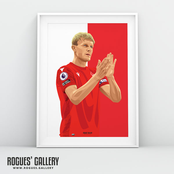 Joe Worrall - Nottingham Forest - Signed A3 Red & White Prints