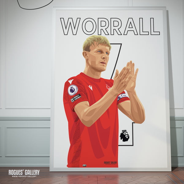 Joe Worrall - Nottingham Forest - Signed A3 Premier League Name & Number Prints