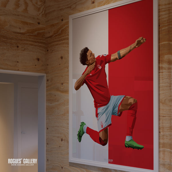 Brennan Johnson - Nottingham Forest - Signed A3 Red & White Prints