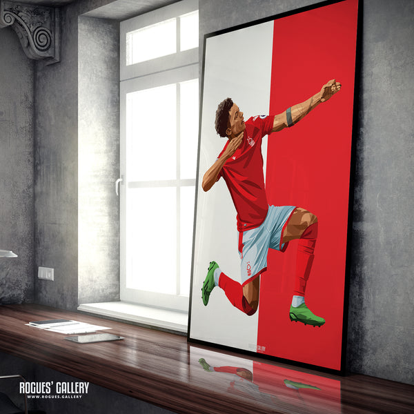 Brennan Johnson - Nottingham Forest - Signed A3 Red & White Prints