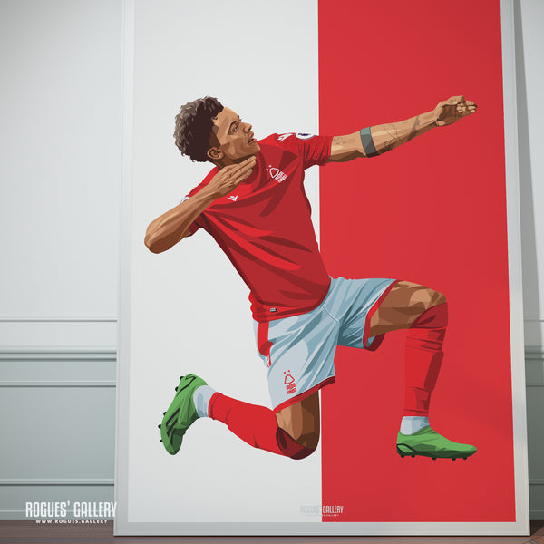 Brennan Johnson - Nottingham Forest - Signed A3 Red & White Prints