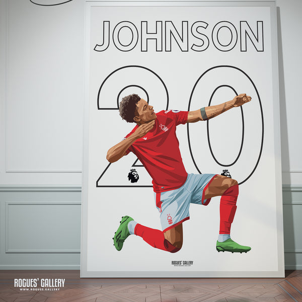 Brennan Johnson - Nottingham Forest - Signed A3 Premier League Name & Number Prints