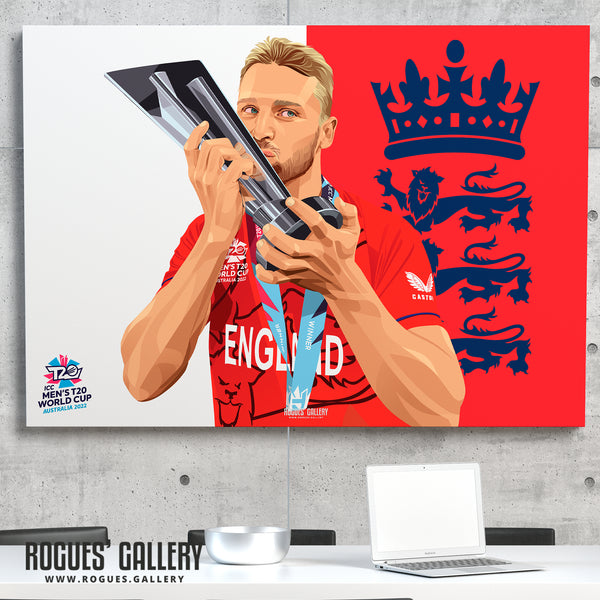Jos Buttler lifting the trophy - England T20 World Champions 2022 - A0, A1, A2 or A3 Prints