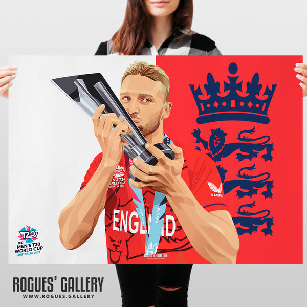 Jos Buttler lifting the trophy - England T20 World Champions 2022 - A0, A1, A2 or A3 Prints