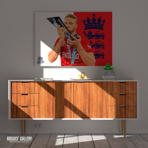 Jos Buttler lifting the trophy - England T20 World Champions 2022 - A0, A1, A2 or A3 Prints