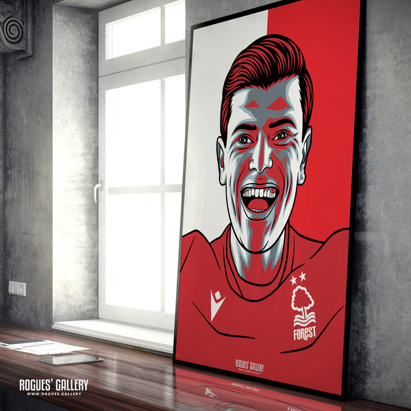 Giulian Biancone - Nottingham Forest - A0, A1, A2 or A3 #GetBehindTheLads Prints