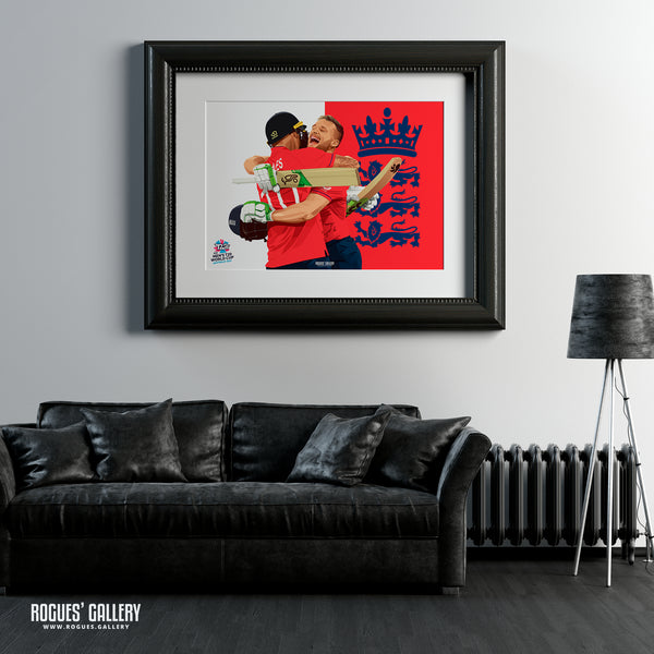 Jos Buttler & Alex Hales Celebrate - England T20 World Champions 2022 - A0, A1, A2 or A3 Prints