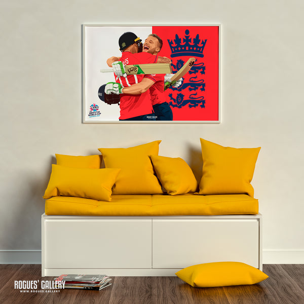 Jos Buttler & Alex Hales Celebrate - England T20 World Champions 2022 - A0, A1, A2 or A3 Prints