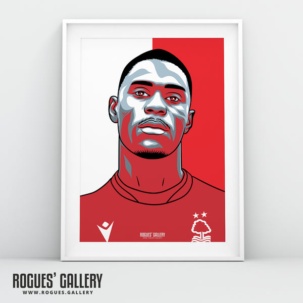 Moussa Niakhate - Nottingham Forest - A0, A1, A2 or A3 Red & White Prints
