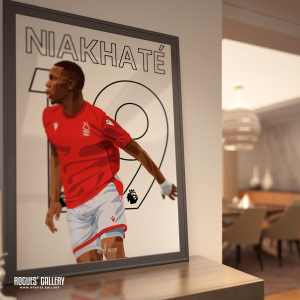 Moussa Niakhate - Nottingham Forest - Signed A3 Premier League Name & Number Prints
