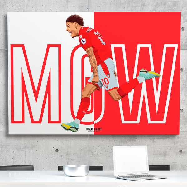 Morgan Gibbs-White: MGW - Nottingham Forest - Signed A3 Red & White Prints