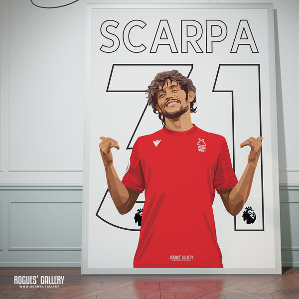 Gustavo Scarpa - Nottingham Forest - A0, A1, A2 or A3 Premier League Name & Number Prints