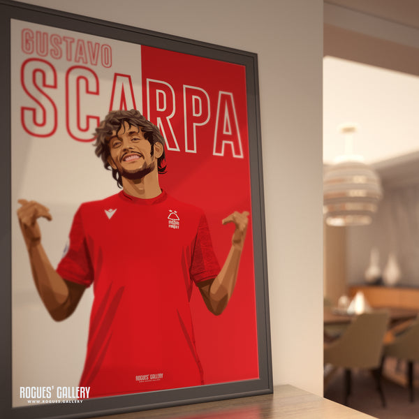 Gustavo Scarpa - Nottingham Forest - Signed A3 Name Prints