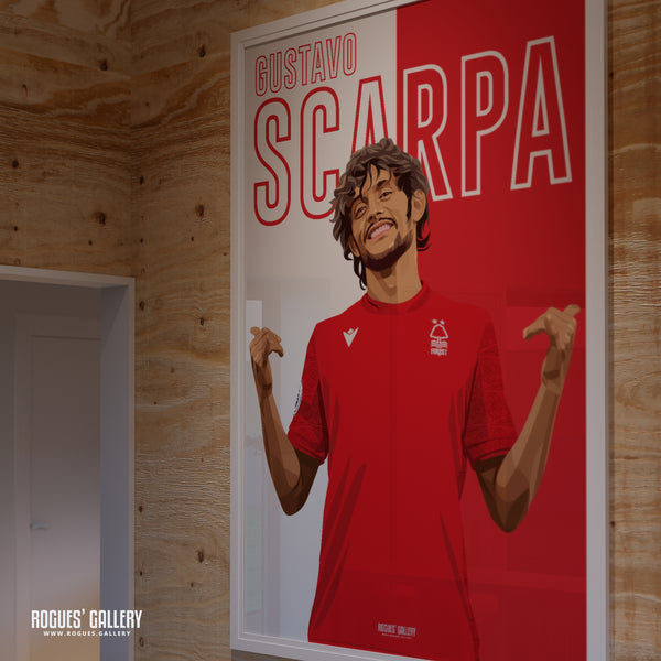 Gustavo Scarpa - Nottingham Forest - Signed A3 Name Prints