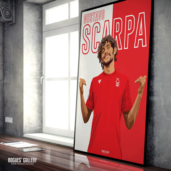 Gustavo Scarpa - Nottingham Forest - Signed A3 Name Prints