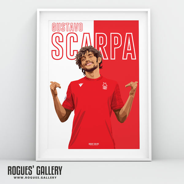 Gustavo Scarpa - Nottingham Forest - Signed A3 Name Prints