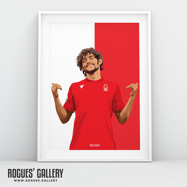 Gustavo Scarpa - Nottingham Forest - Signed A3 Red & White Prints