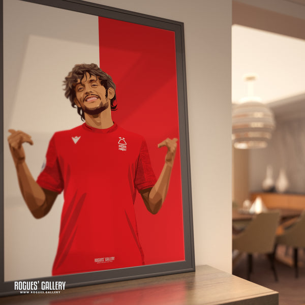 Gustavo Scarpa - Nottingham Forest - Signed A3 Red & White Prints