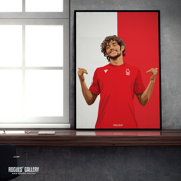 Gustavo Scarpa - Nottingham Forest - Signed A3 Red & White Prints