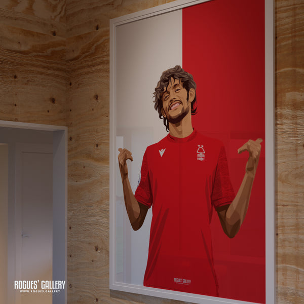 Gustavo Scarpa - Nottingham Forest - Signed A3 Red & White Prints