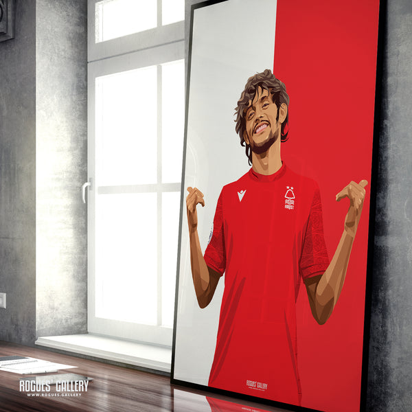 Gustavo Scarpa - Nottingham Forest - Signed A3 Red & White Prints