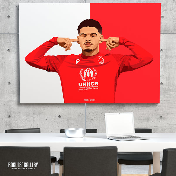 Morgan Gibbs-White: The Sound of Silence Series - Nottingham Forest - A0, A1, A2 or A3 Red & White Prints