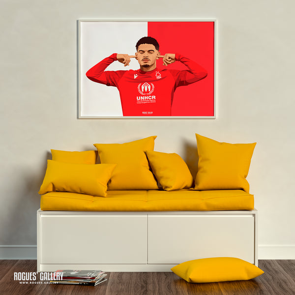 Morgan Gibbs-White: The Sound of Silence Series - Nottingham Forest - A0, A1, A2 or A3 Red & White Prints