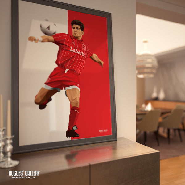 Brian Laws - Nottingham Forest Legend - A0, A1 or A3 Red & White Print