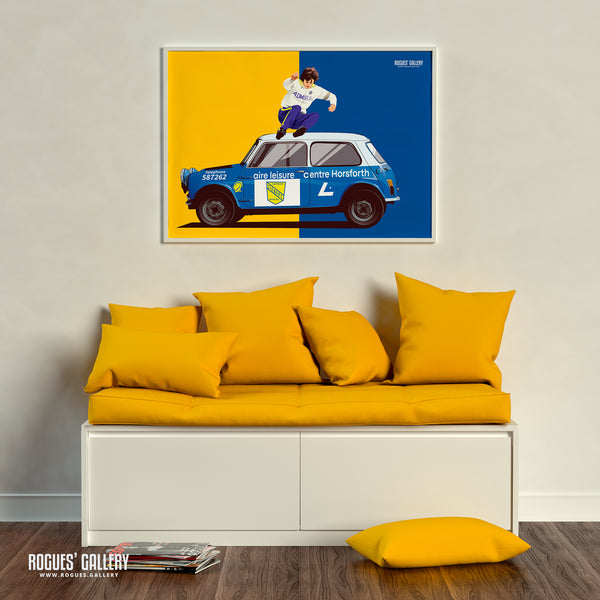 Duncan McKenzie: Jumps A Mini - Leeds Utd - A0, A1, A2 or A3 Icon Print