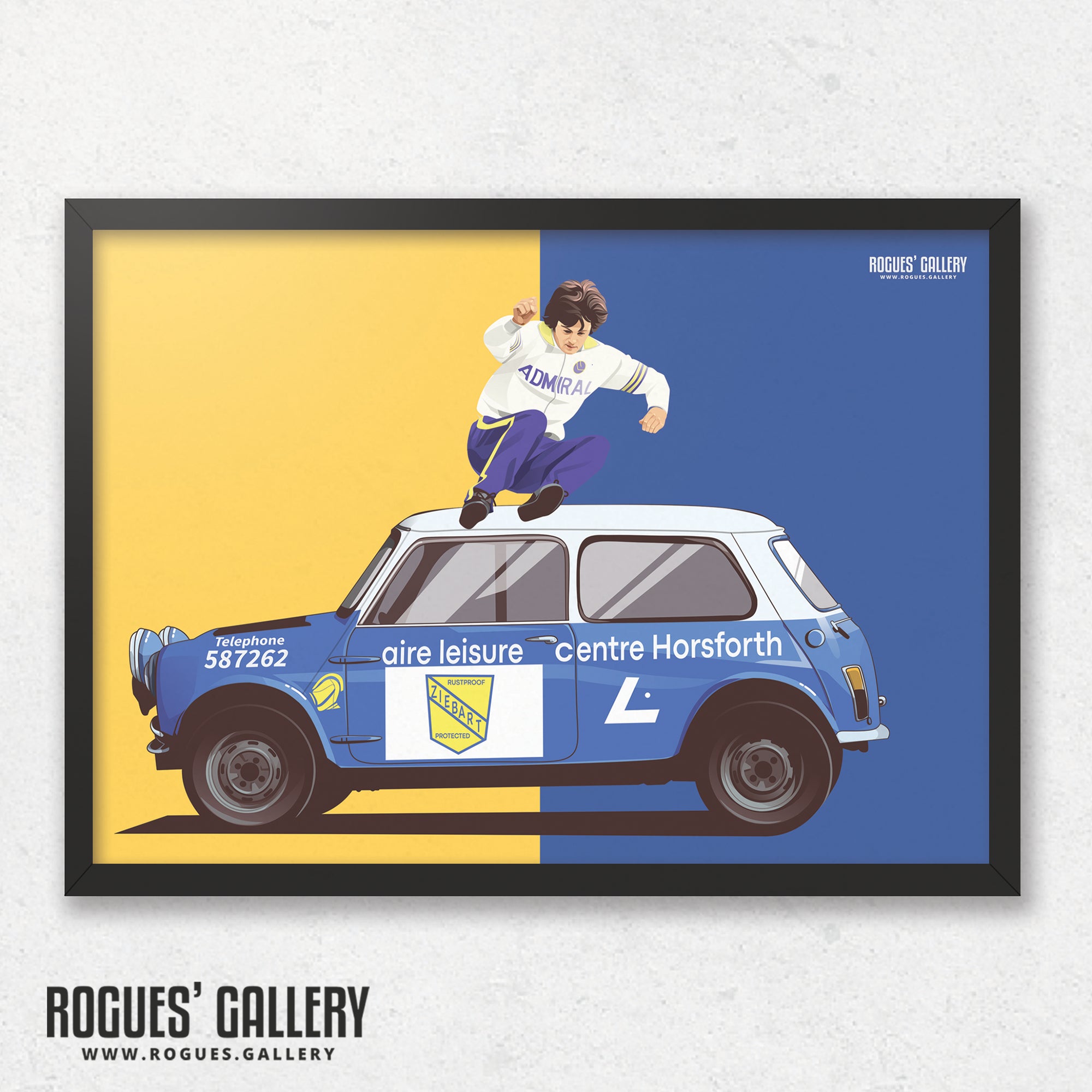 Duncan McKenzie: Jumps A Mini - Leeds Utd - A0, A1, A2 or A3 Icon Print