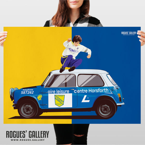 Duncan McKenzie: Jumps A Mini - Leeds Utd - A0, A1, A2 or A3 Icon Print