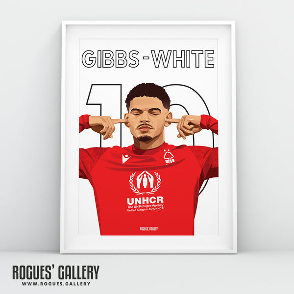 Morgan Gibbs-White: The Sound of Silence Series - Nottingham Forest - A0, A1, A2 or A3 Name & Number Prints