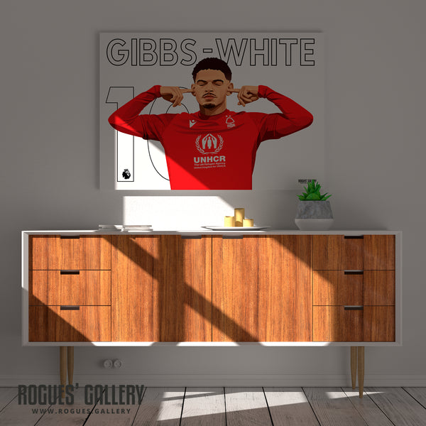 Morgan Gibbs-White: The Sound of Silence Series - Nottingham Forest - A0, A1, A2 or A3 Landscape Name & Number Prints