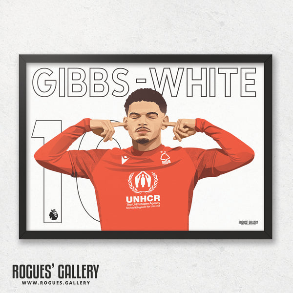 Morgan Gibbs-White: The Sound of Silence Series - Nottingham Forest - A0, A1, A2 or A3 Landscape Name & Number Prints