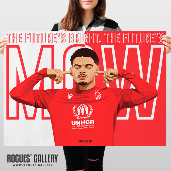 Morgan Gibbs-White: The Future's Bright - Nottingham Forest - A0, A1, A2 or A3 Red & White Prints