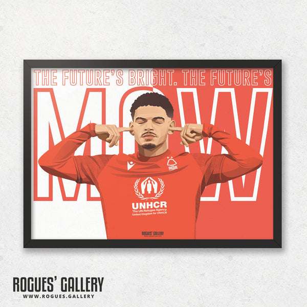 Morgan Gibbs-White: The Future's Bright - Nottingham Forest - A0, A1, A2 or A3 Red & White Prints