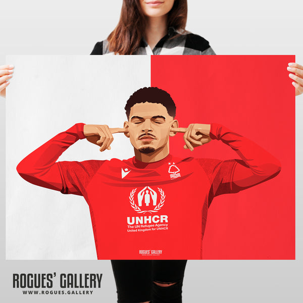 Morgan Gibbs-White: The Sound of Silence Series - Nottingham Forest - Signed A3 Red & White Prints
