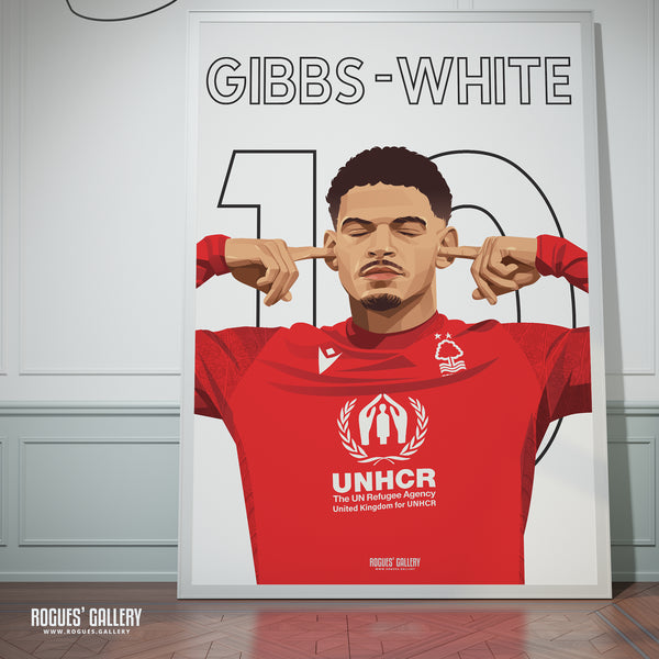 Morgan Gibbs-White: The Sound of Silence Series - Nottingham Forest - Signed A3 Name & Number Prints