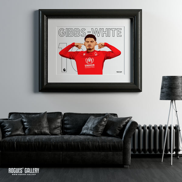 Morgan Gibbs-White: The Sound of Silence Series - Nottingham Forest - Signed A3 Landscape Name & Number Prints