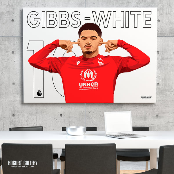 Morgan Gibbs-White: The Sound of Silence Series - Nottingham Forest - Signed A3 Landscape Name & Number Prints