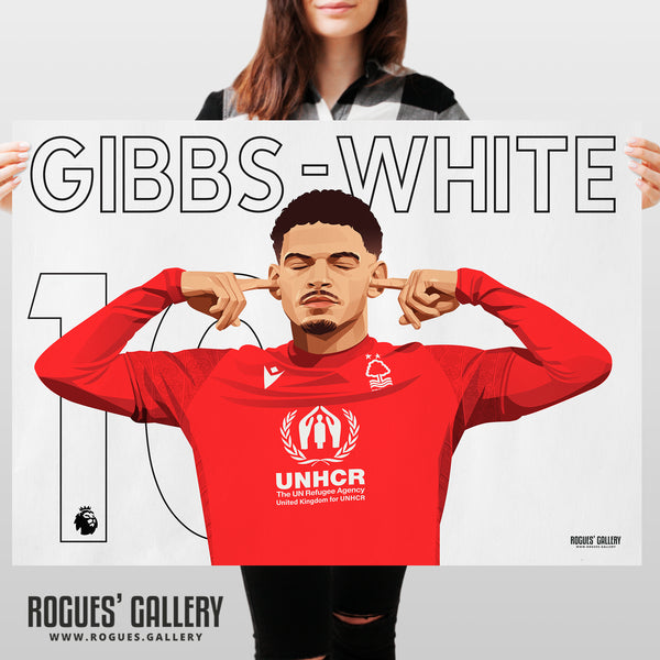 Morgan Gibbs-White: The Sound of Silence Series - Nottingham Forest - Signed A3 Landscape Name & Number Prints