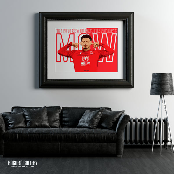 Morgan Gibbs-White: The Future's Bright - Nottingham Forest - Signed A3 Red & White Prints
