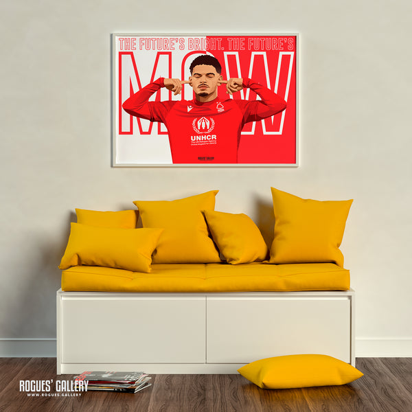 Morgan Gibbs-White: The Future's Bright - Nottingham Forest - Signed A3 Red & White Prints