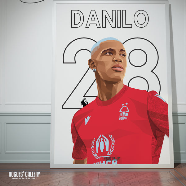 Danilo - Nottingham Forest - A0, A1, A2 or A3 Name & Number Prints