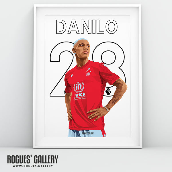 Danilo - Nottingham Forest - Signed A3 Name & Number Prints