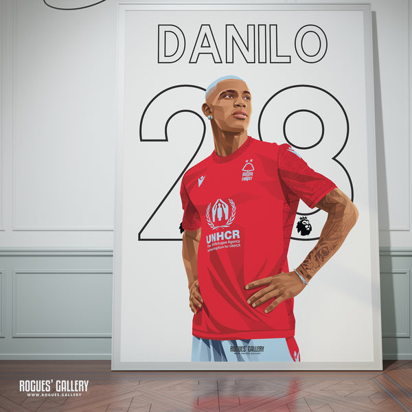 Danilo - Nottingham Forest - Signed A3 Name & Number Prints