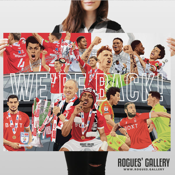 We're Back! - Nottingham Forest - Signed A3 Promotion Prints by Steve Cooper