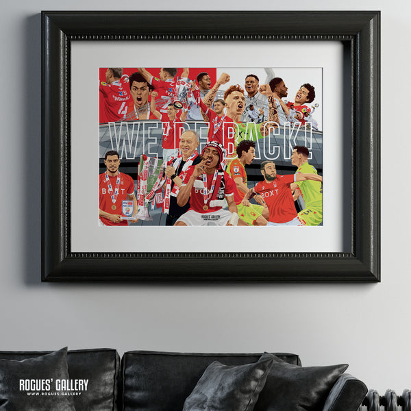 We're Back! - Nottingham Forest - Signed A3 Promotion Prints by Steve Cooper