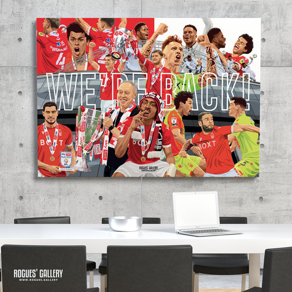 We're Back! - Nottingham Forest - Signed A3 Promotion Prints by Steve Cooper