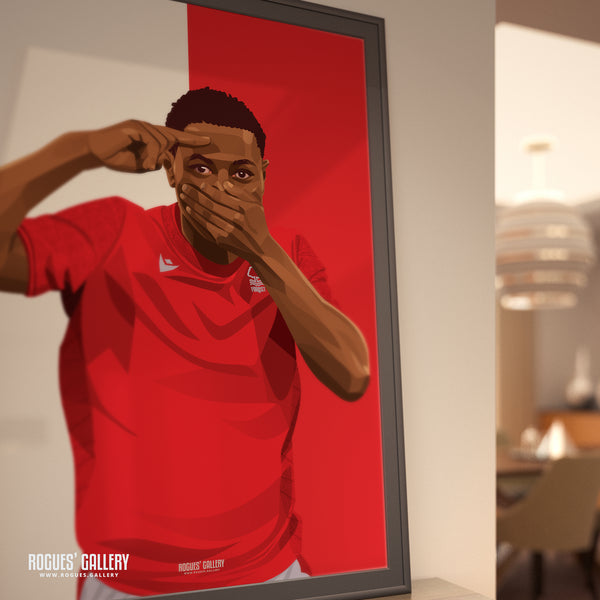 Detlef Esapa Osong - Nottingham Forest - Signed A3 Red & White Prints